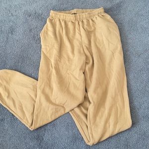 Tan high waisted joggers with drawstring